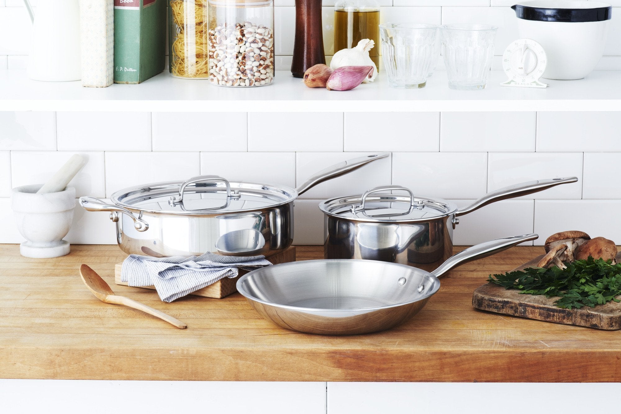 Made In Cookware - 6 Pc Stainless Steel Cookware Set - 5 ply Clad -  Includes Frying Pans, Saucepan, and Stock Pot - Professional Grade - Made  in Italy