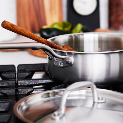 Eater x Heritage Steel 2 Quart Saucepan with Lid