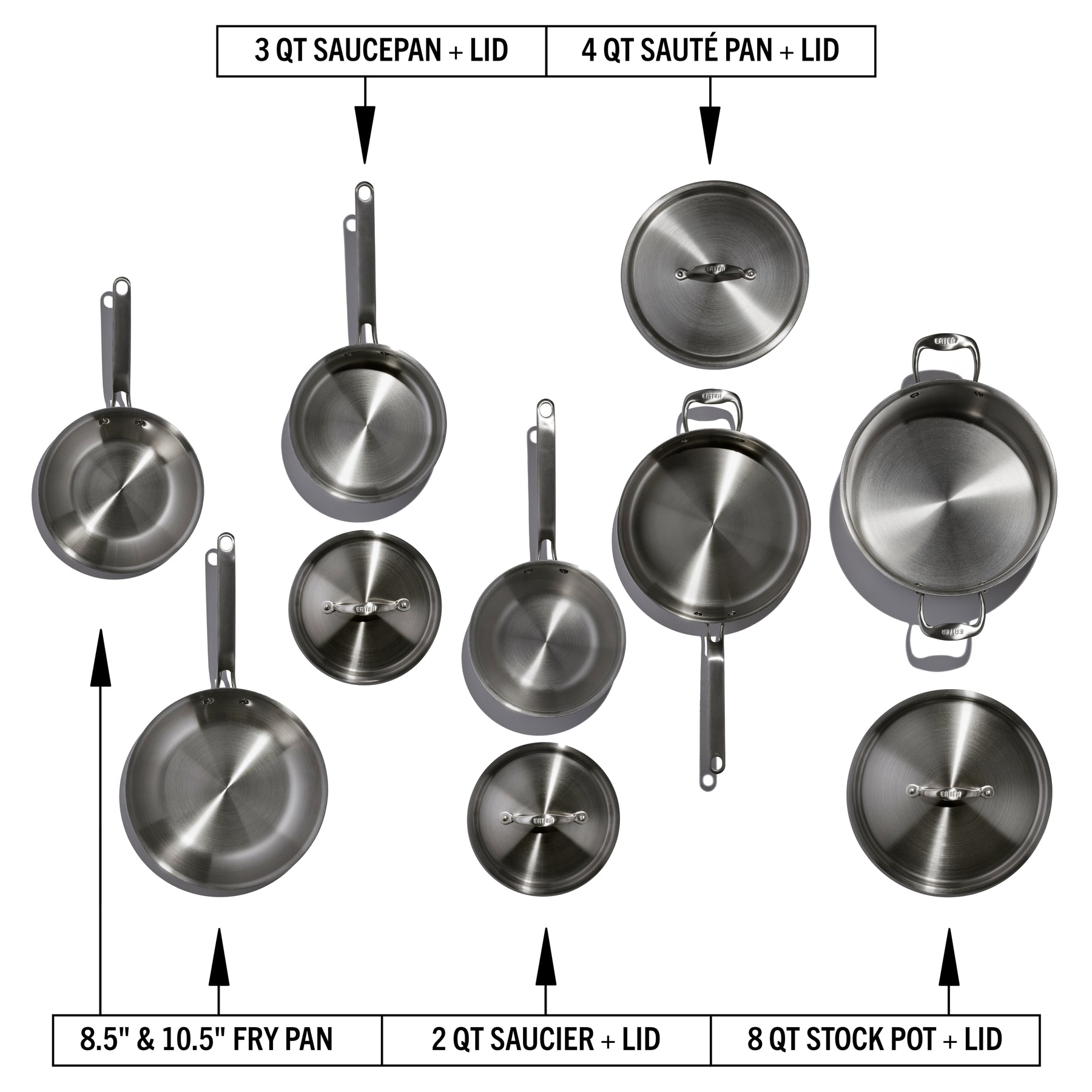 Demeyere Industry 5-Ply 10-pc Stainless Steel Cookware Set, 10-pc