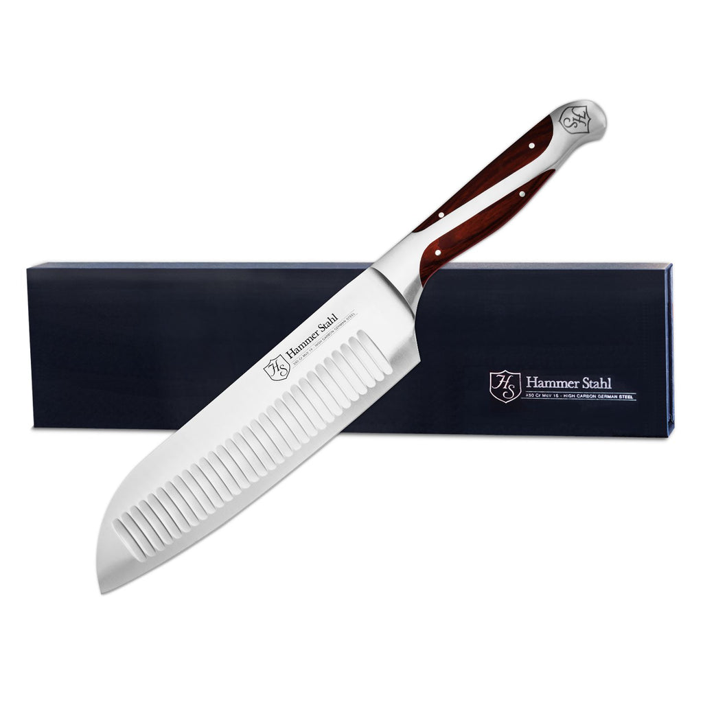 Hammered Stainless Steel Series - Santoku knife 18cm – ShinraiKnives