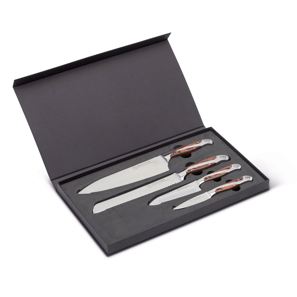 Hammered Kitchen Knife Set, High-Carbon Stainless Steel Blade and Blac –  Letcase