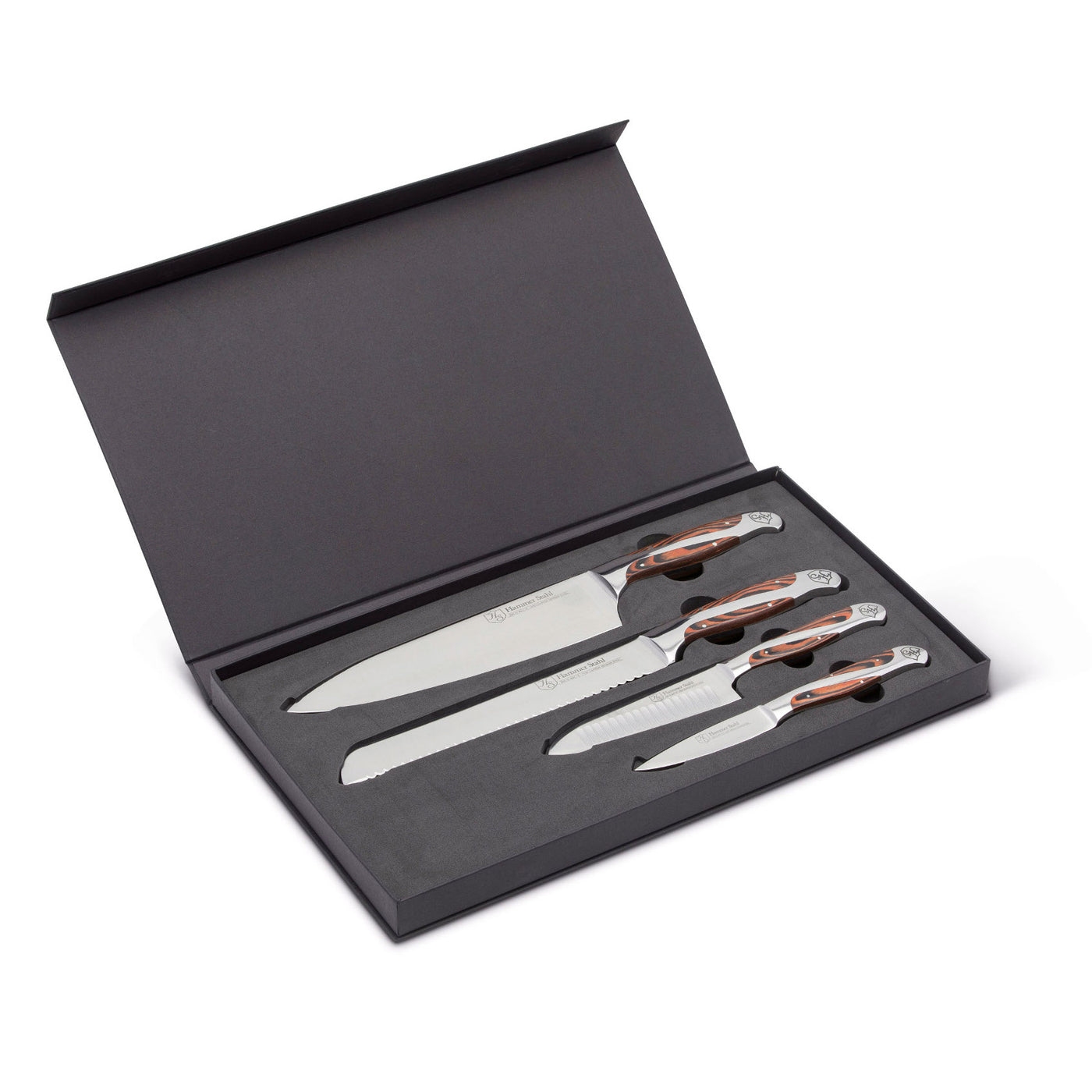 4-Piece Damascus & Wood Grip Knife Set / With Leather carry Bag – Titan  International K.