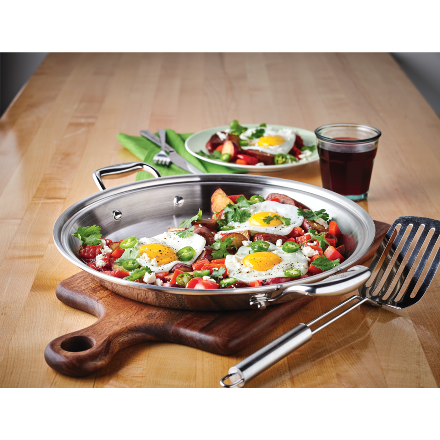 Heritage Steel Titanium Series 13.5 Paella Pan with Lid, 5-Ply Clad  Stainless Steel Cookware with 316Ti, Made in USA