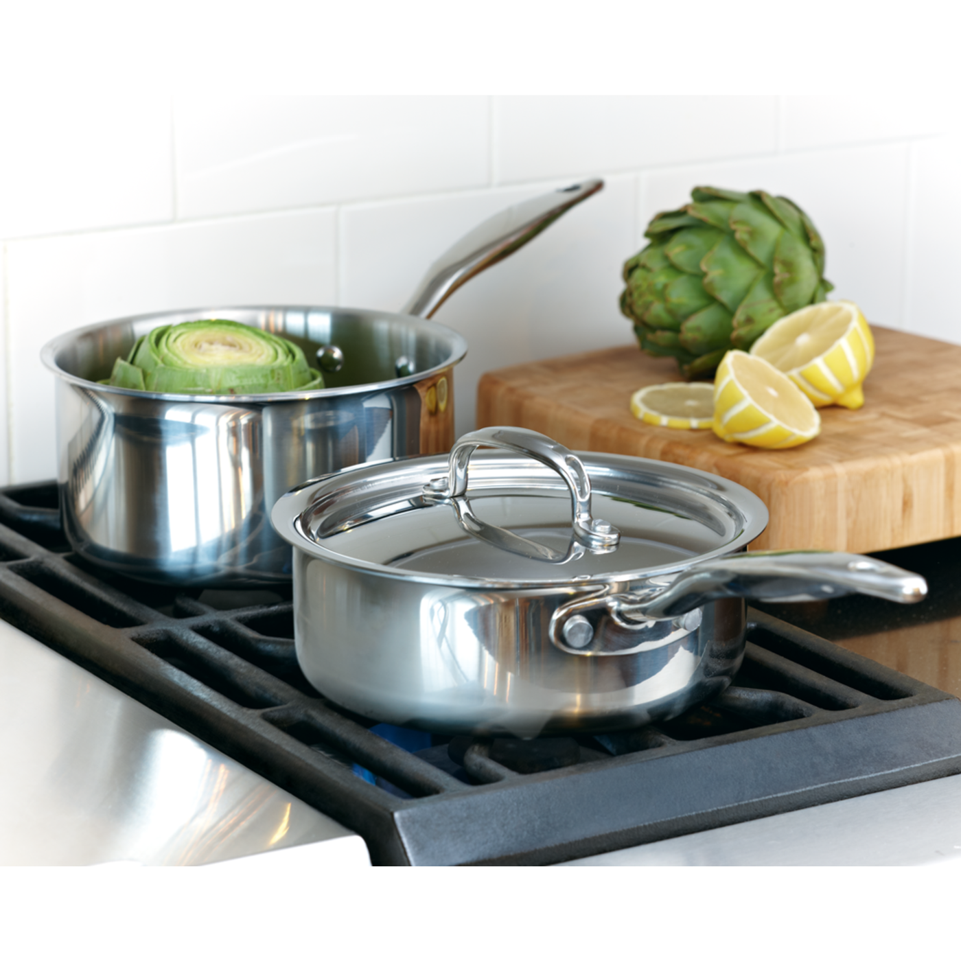 Heritage Steel 5 Piece Essentials Cookware Set - Made in USA - Titanium  Strengthened 316Ti Stainless Steel with 5-Ply Construction -  Induction-Ready